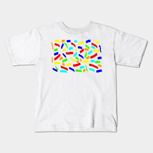 Colourful random sizes lines Kids T-Shirt by Russell102